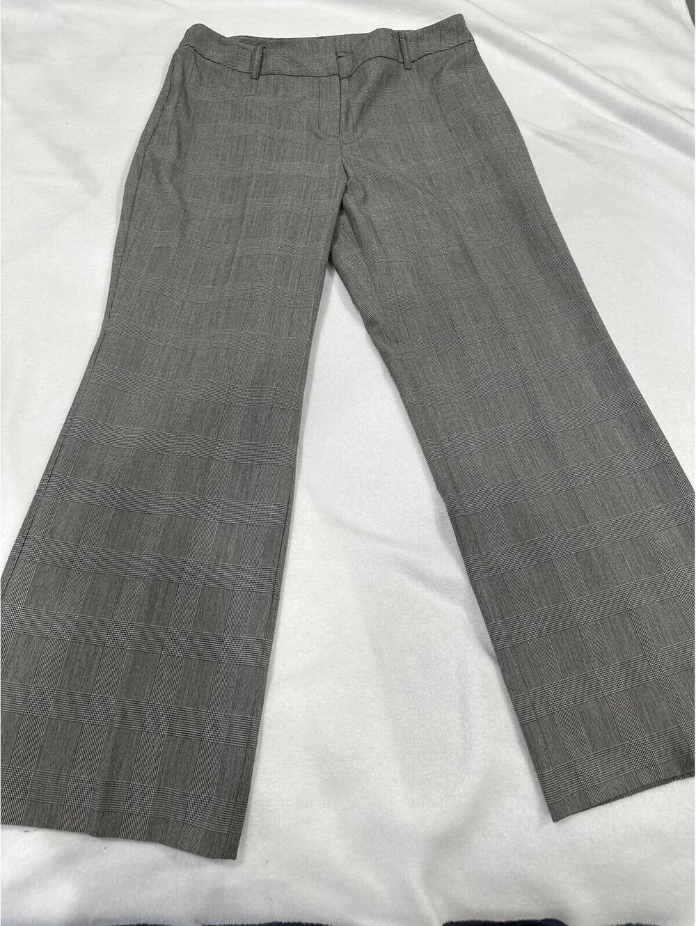 New York & Company Women's Gray Plaid Petite Dress Pants Sz